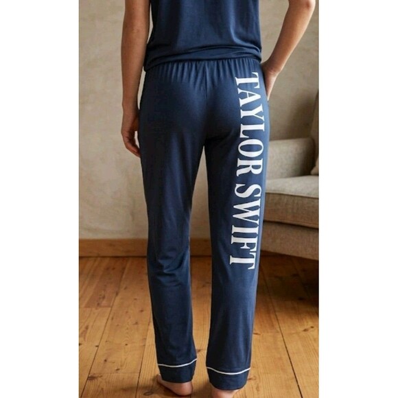 Unbranded Other - Pj Bottoms Size M Silky Blue Talyor S. Logo Elastic Waist Pockets
